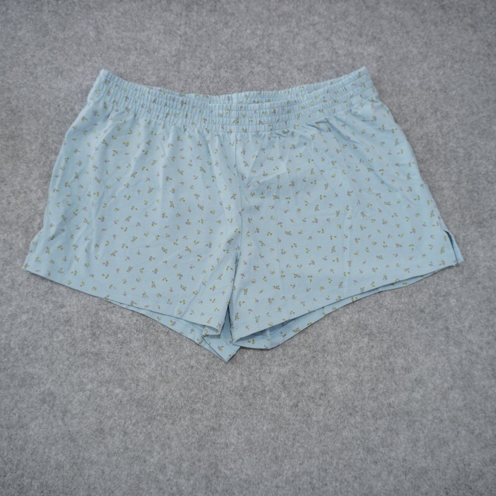 SKIMS Women's Size Medium Cotton Jersey Micro Floral Shorts Powder Blue NWT